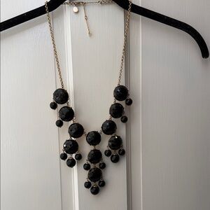 J. Crew Black Faceted Bib Necklace with Gold-Tone Chain